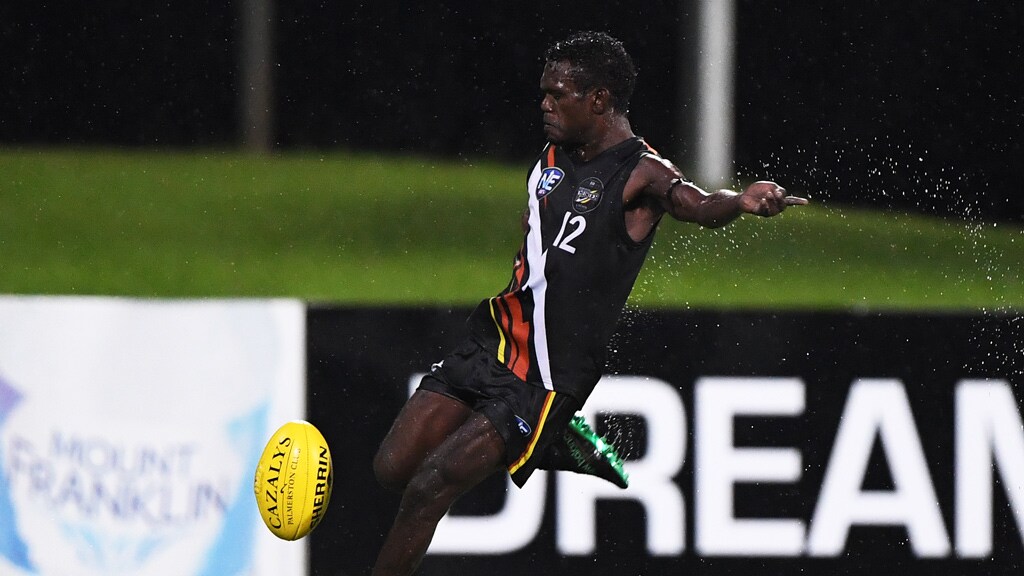 AdamTipungwuti2-bright.jpg Adam Tipungwuti has made an instant impact with the NT Thunder in the NEAFL. Picture: Felicity Elliott/AFLNT Media - AFL,Draft,Tag-Draft